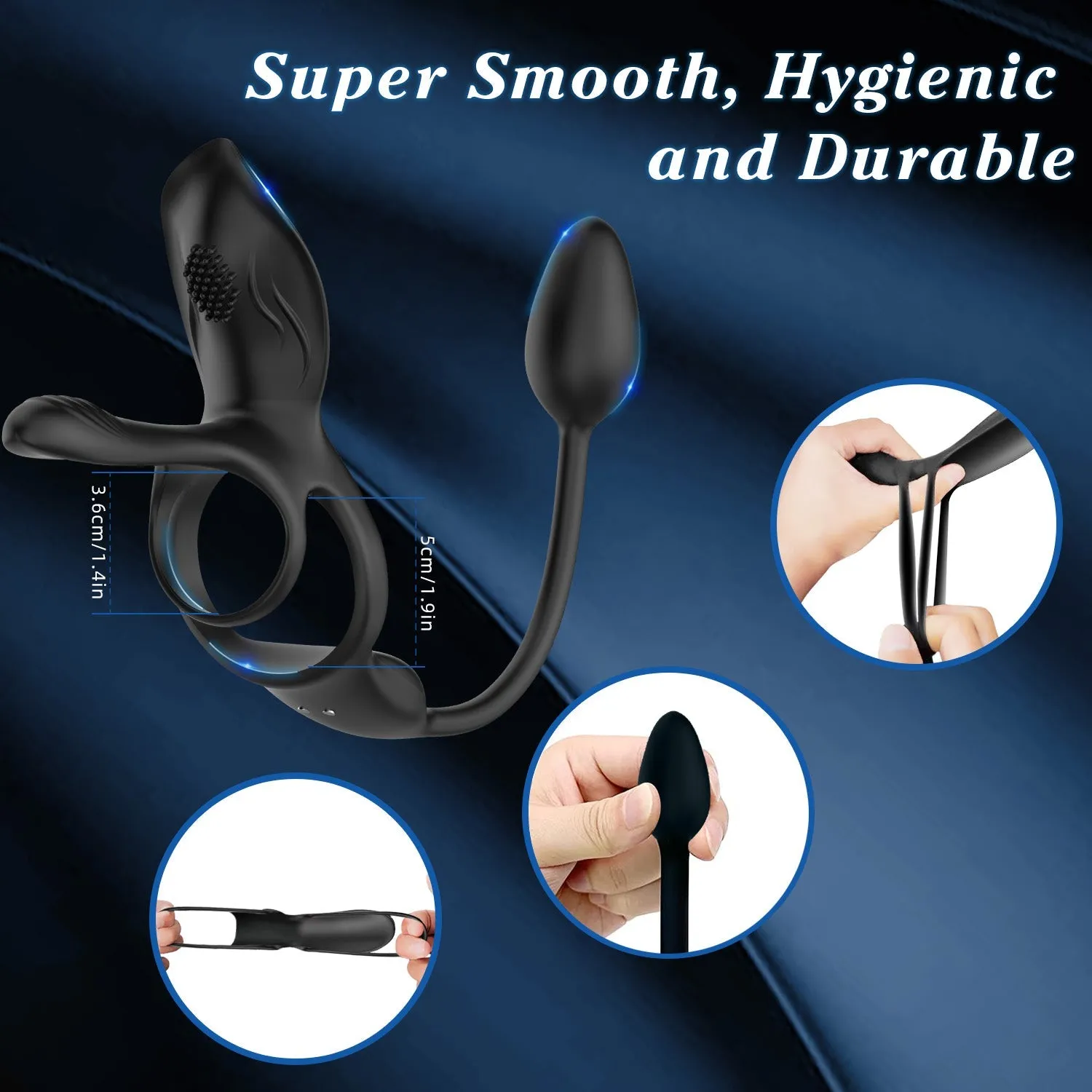 VelvetEth - Vibrating Cock Ring with Anal Plug