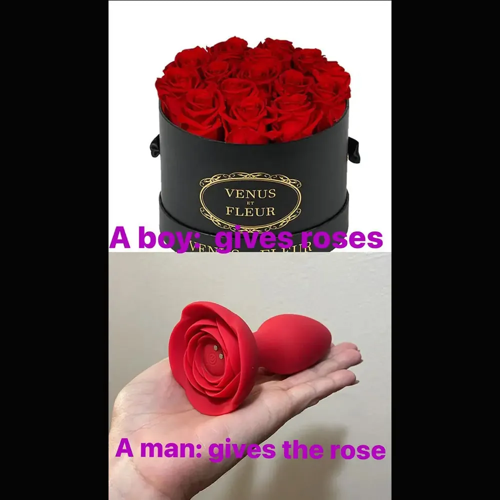 Vibrating Rose Glow Butt Plug with Remote Control 3.9 Inch